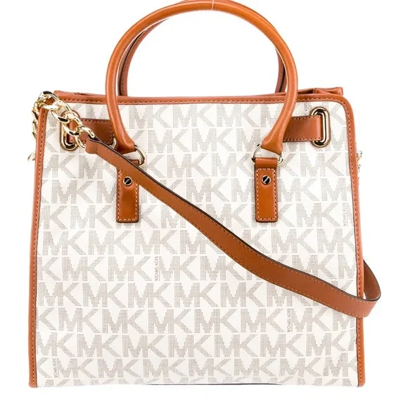 Michael Kors Large Hamilton Vanilla Studded NWT $498 Rare - Picture 3 of 5